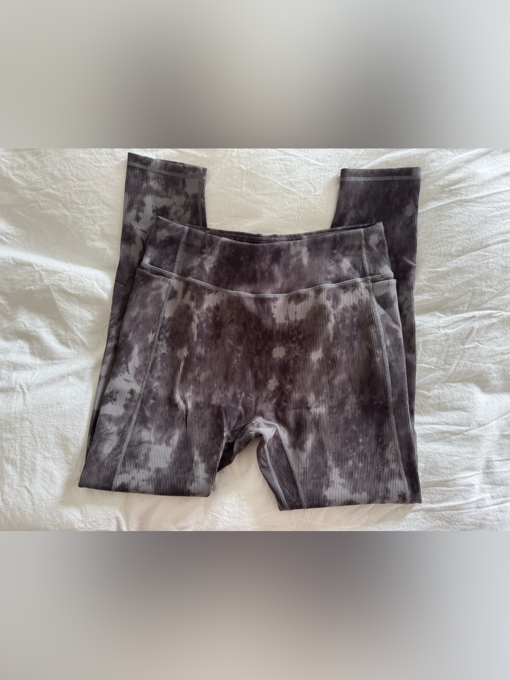 Ribbed Space Grey No Seam V Back Legging
